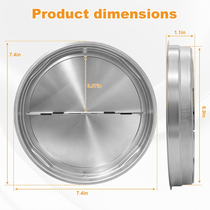 CG BP87Q Vertical Discharge Damper 7-Inch with Foam Round Backdraft