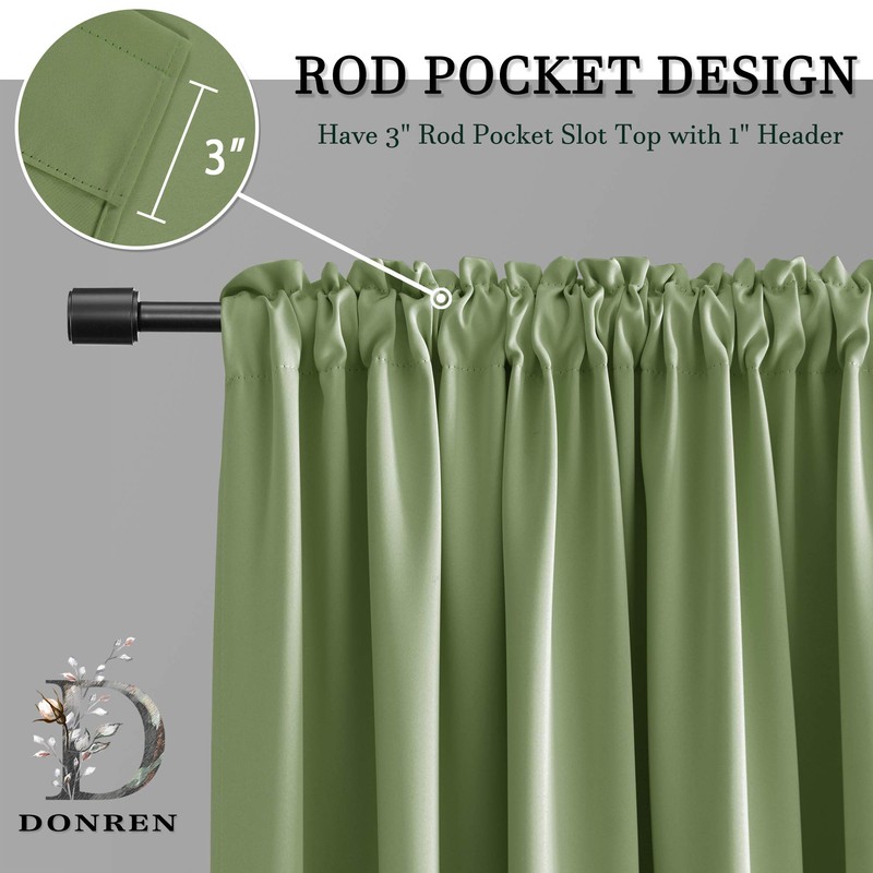 DONREN 2 Panels Blackout Half Curtains for Small Windows -