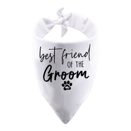 PWHAOO 1 Piece Best Friend of The Bride/Groom Wedding Tie-On Dog Bandana Wedding Dog Bandana Wedding Dog Gift (The Groom D)
