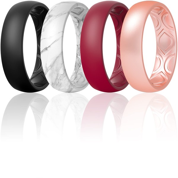 ThunderFit Anillo de boda de silicona transpirable para mujer, 5,5