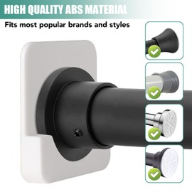 4 Pack Adhesive Shower Tension Rod Holder for Tile | Shower Curtain Rod Retainer for Wall Mount | No Drilling | Stick On | White (Shower Curtain Rod Not Included)