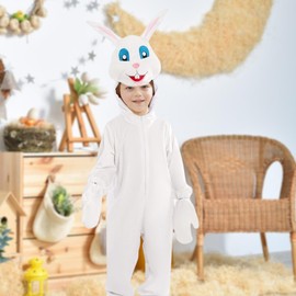 Antsparty Easter Bunny Costume Kids Rabbit Animal Onesies, Bunny Jumpsuit & Hood Fancy Dress Costume, Bunny Outfit Pajamas for Girls Boys