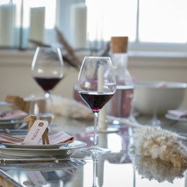 Holmegaard Cabernet Burgundy Glass, Clear, 9.6" H x 4.1" D, 23.3 oz, Set of 6, Designed by Peter Svarrer, Gift Box Included