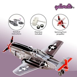 qollorette Wind-up Toy 3D Puzzle Children's Military Toy Model Building Army Aeroplane Model Wind-up Car Educational Games for Children Boys and Girls