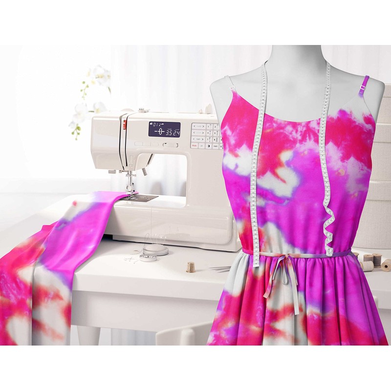 Soimoi Japan Crepe Satin Fabric Ombre Tie-Dye Fabric Prints By