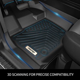OEDRO Floor Mats & Cargo Liner Fit for Jeep Grand Cherokee L 2025-2021 (ONLY for 6 Seat), TPE All Weather Custom Fit 3 Row Floor Liners and Trunk Liner, Black (Without Center Console)