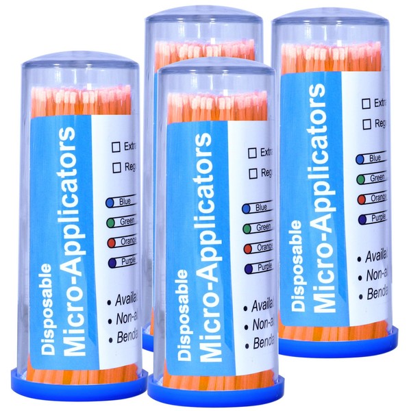 LA MIERE 400 aplicadores de microcepillo dental doblables en caja, microcepillos desechables internacionales regulares, 2,5 mm, naranja