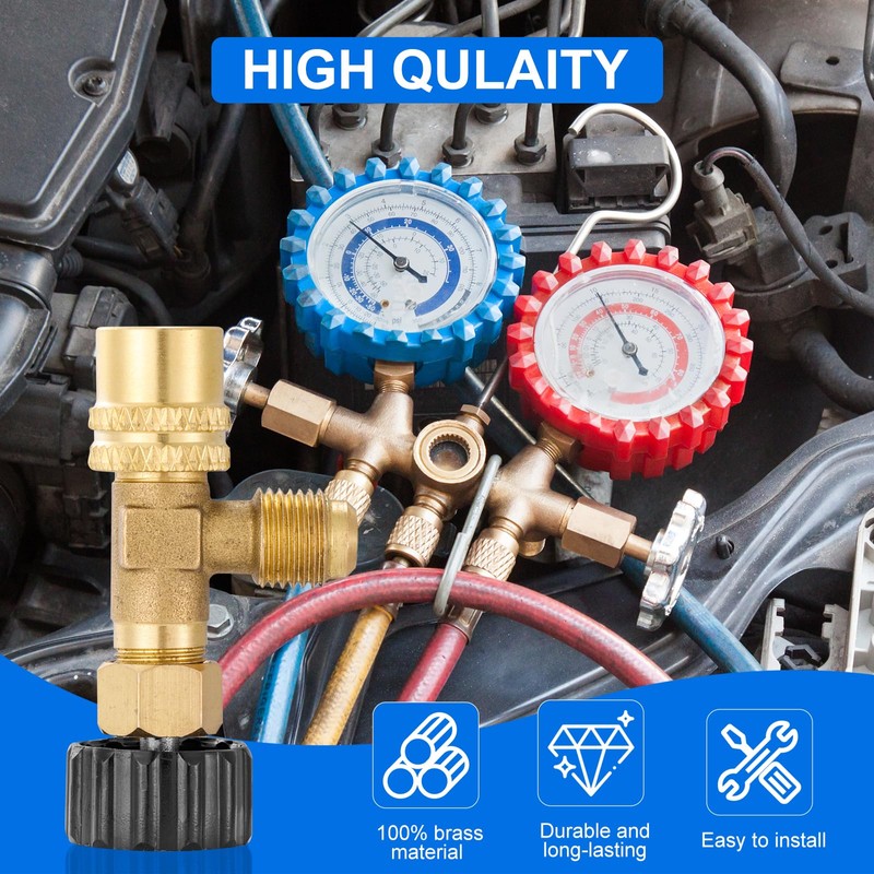 R410 Refrigerant Charging Valve, Safety Flow Control Ball Valve, Brass
