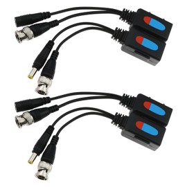 4Pcs Passive Video Balun RJ45 to BNC Transceiver Transmitter 1080P-8MP DC Power Passive Audio Video Balun from Plastic Metal