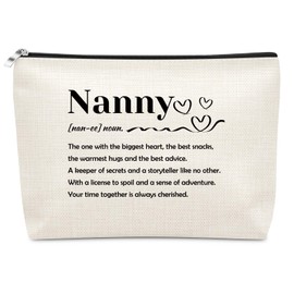 Sazuwu Nanny Gift for Women Makeup Bag Nanny Appreciation Gifts Grandma Gift from Grandchildren Cosmetic Bag Mother's Day Thanksgiving Day Birthday Gifts for Grandma Grandmother Travel Pouch