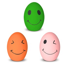 KrauzPet Dog Toys, Squeaky Latex Rubber Bouncy Balls, Squeaky Egg Dog Toys Balls, 3 Pack Interactive Squeak Dog Toy Set for Medium Large Breeds Dogs (3 Pack-B, Medium)