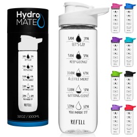 NatureWorks HydroMATE 32oz Motivational Water Bottle  (White)