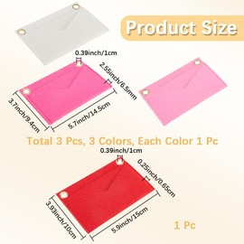 CREATCABIN 4Pcs 4 Colors Felt Purse Organizer Small Bag Insert Wool Tote Mini Envelope Shape Classic Inner Compatible Handbag Pocket Storage with Metal Eyelet for Travel Cosmetic Bags Accessories