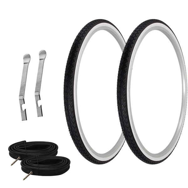 PRO+ Pair of Bicycle TIRE 700 X 38 Black/White SIDEWALL