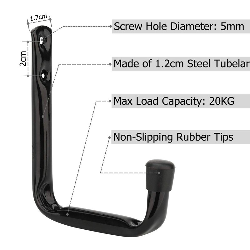 pipabiba Garage Storage Heavy Duty J Hooks, 6 Pack Wall