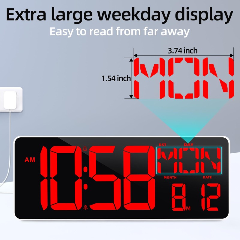 TXL 13.7 Inch Large Digital Wall Clock with Remote Control,LED
