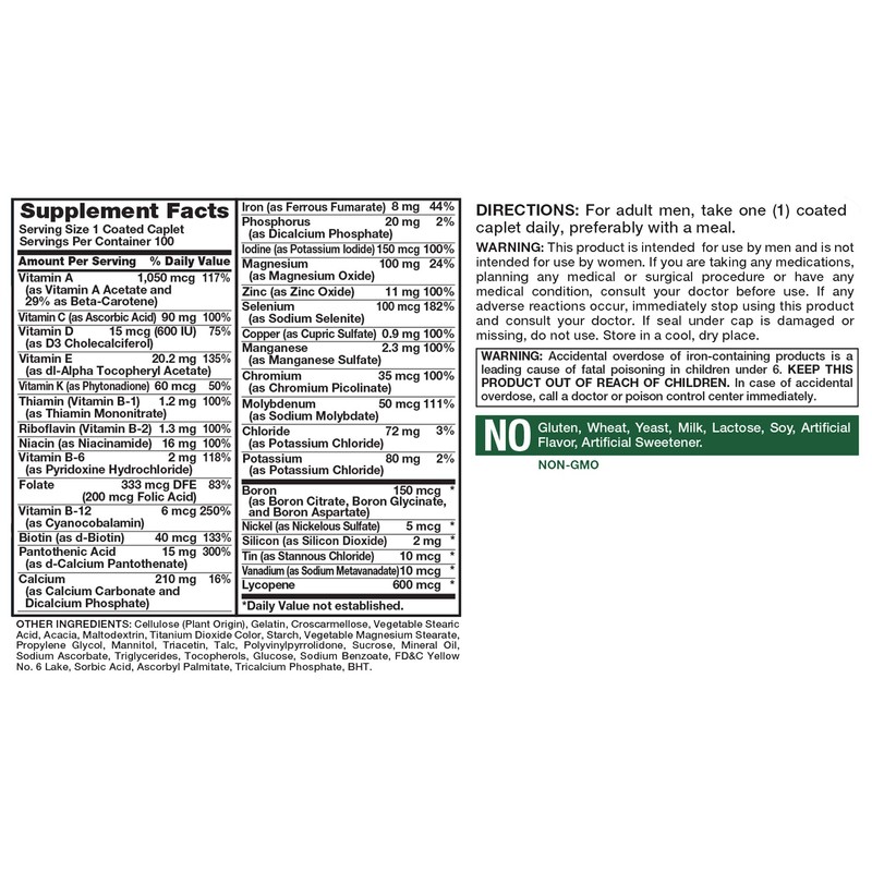 Nature's Truth Multivitamin for Men | with Iron, Vitamins A,