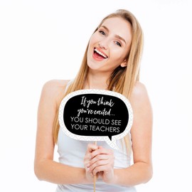 Funny Black & White Grad - Best is Yet to Come - Black and White Graduation Party Photo Booth Props Kit - 10 Piece