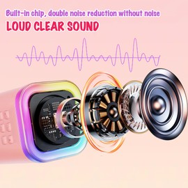 Karaoke Machine for Kids,Portable Bluetooth Speaker with 2 Wireless Microphones, Mini Bluetooth Speaker for Adullts and Kids,Birthday Gifts for Girls Boys Home Party