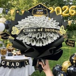 DataMoon 2026 Graduation Gift for Her Him, DIY Money Bouquet Kit Class of 2026 Middle High School College Graduation Gifts Ideas for Women Daughter Son