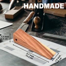 Wooden Door Stoppers, Large Wood Door Wedges for Bottom of Door, Non Skid Rubber Base, Heavy Duty Door Stops Suit Most Door and Floor (4 Pack)