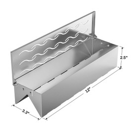 Skyflame Wood Chip Smoker Box, Stainless Steel Double V-shape BBQ Smoke Box with Hinged Lid for Charcoal & Propane Gas Grill, 12.5"(L) x 3.3"(W) x 2.5"(H), U.S. Design Patent