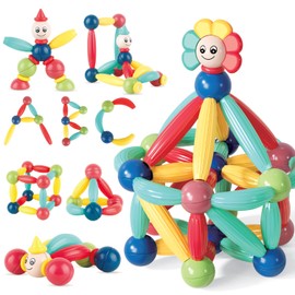 Qizebaby Magnet Toys for 3 Year Old Boys & Girls,Montessori Toys for Toddlers Kids，78 PCS Magnetic Blocks Building DIY Preschool Kids Toys for 3+ Year Old，Learning Educational Toy for Baby