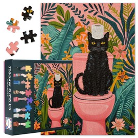 Black Cat Puzzles - 1000 Piece Puzzle Adults, Funny Animals Theme Difficult Challenging Puzzles (27.5 x 19.7), Family Game Night Gift & Home Decor (Botanic Series)