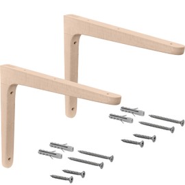 Gedotec Wooden Console Made of Beech | Pack of 2 Shelf Brackets Made of Solid Natural Wood | 200 x 125 mm | TAUM | Pair Load Capacity up to 75 kg | Shelf Holder Suitable for Bookshelves | Heavy Duty