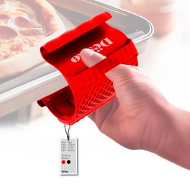 Silicone Oven Grip Mitts Set 2-Pack Heat Resistant Compact Kitchen Essentials, Non-Slip, Mitt Grip, Easy to Clean, BPA-Free for Baking and Cooking, Plus Vegetable Brush by Dëskø