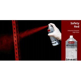 METAL-CLAD Paints For Industry Industrial Enamel, Aerosol Spray Paint - Steel Metal Iron Machinery - 1 Can (Safety Red) 5-S-2614