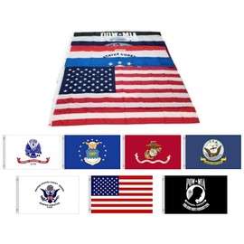 Luivu Set of 7 US Military Flags 3 x 5ft - Air Force - Navy - USA - Coast Guard -...