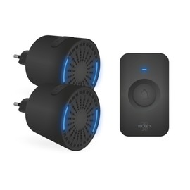 ELRO DB2000 Wireless Doorbell Set - with Two Compact Plug-In Receivers - Range 200 Metres - IP65 Waterproof - 64 Melodies - Black