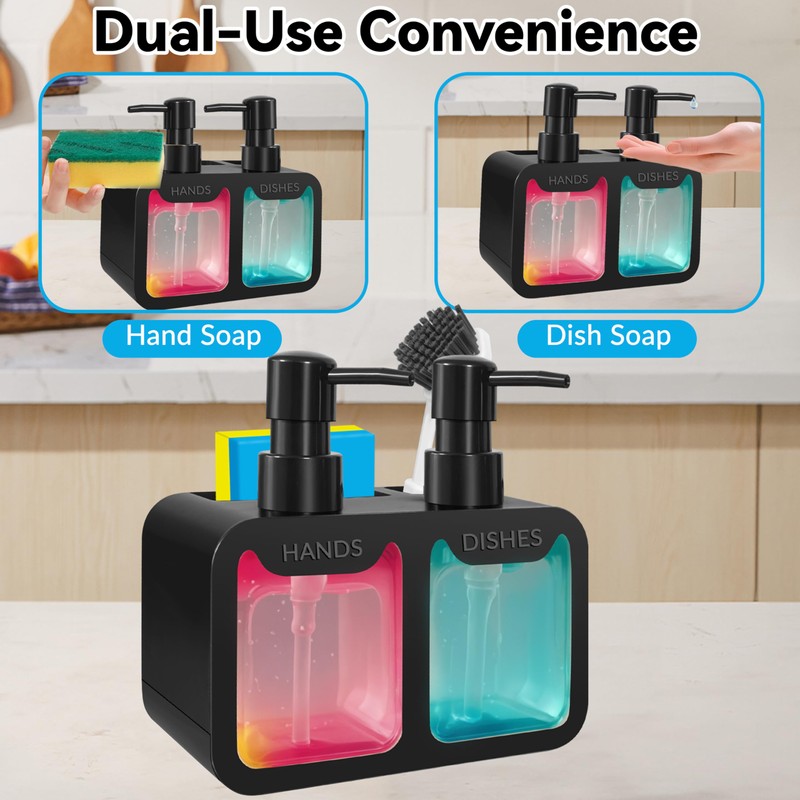 4-in-1 Kitchen Soap Dispenser Set - Dual Hand & Dish