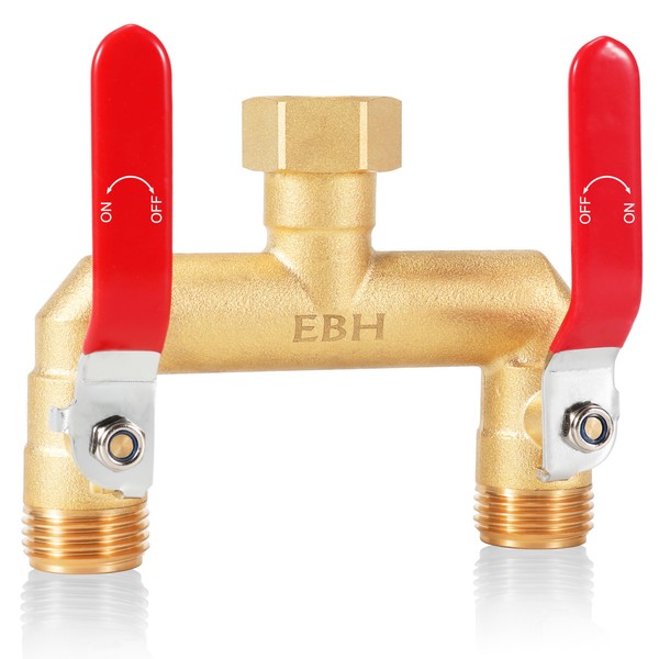 EBH Garden Hose Splitter, 2-Way High Flow Heavy Duty Brass