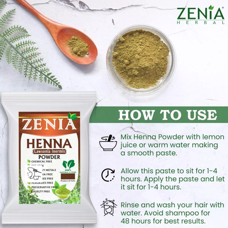 Zenia Henna Polvo Colorante Natural Para Cabello Barba 900g
