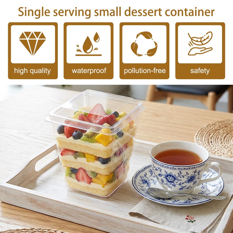 5 oz Panna Cotta Cups with Lids, 50 Pack Clear