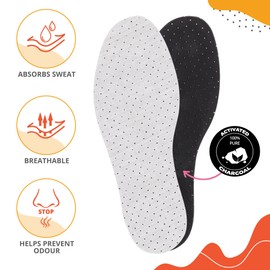 SULPO Sweat Insoles for Shoes - Thin Activated Carbon Insoles - Breathable - Against Sweat Feet - Odour Absorbing - for Work Shoes, Sports Shoes, Running Work 39