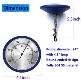 Floating Pool Thermometer Easy Read with String, IPX7 Waterproof, No Battery Needed, Temperature Gauge for Spa, Ponds, Hot Tub & Bath