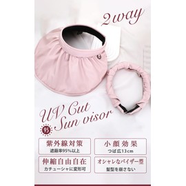 Angel's Closet Women's Sun Visor, UV Protection, With Chin Strap, 2-Way Headband, Foldable, Fashionable, UV Protection, Sunburn Prevention, Wide Brim, Long Brim, Sun Protection Hat, Women's Visor,