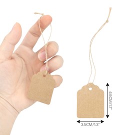 joycraft 500Pcs Price Tags with String Attached, 1.4x1.8 in Kraft Paper Hangtags, Price Display Tags, Brown Writable Lables for Product, Jewelry, Clothing