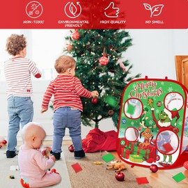 Christmas Bean Bag Toss Games for Kids, Christmas Party Games Double-Sided Collapsible Cornhole Board, Carnival Toys Gifts for Boys Girls Family Outdoor Indoor Yard Games Party Favors Supplies