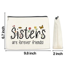 LGLZSHP Best Sister Gifts from Sister Makeup Bag Gifts for Sister Birthday Christmas, Sisters Are Forever Friends Zipper Makeup Pouch Cosmetic Bag