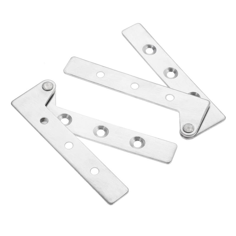 4Pcs Door Pivot Hinges, 360°Rotating Hidden Door Hinge 7-Shape Hinge