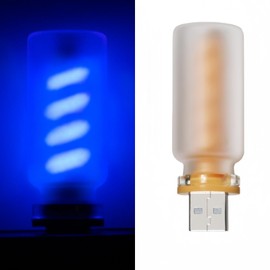 Retro Car Lamp, Touch Adjustment USB LED Car Lights,Plug in USB Automotive Night Lamps,Plug-in Ambient Light, Mini LED Bulb for Automotive,Bedroom,Hallway,Desk,No Pole dimming(Frosted-Blue)