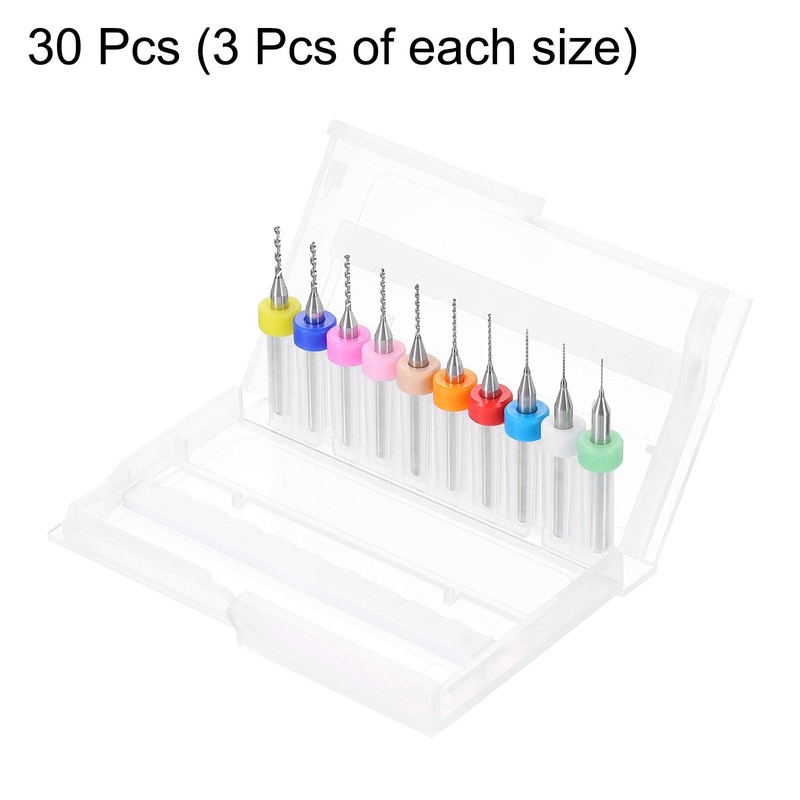 sourcing map 3 Set (30pcs) PCB Drill Bit Set 1/8"