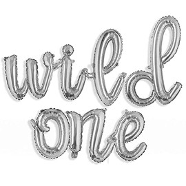 Wild One Silver Script Letter Balloons | Cheers Balloons | Cursive, First Birthday Silver~Jungle First Birthday Party, Where The Wild Ones Are, Baby Birthday (Gold)