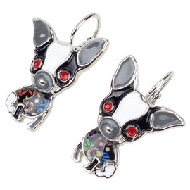 NEWEI Enamel Alloy Sweet Chihuahua Dog Earrings French Clip Stud Fashion Jewelry For Girls Women Gift