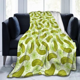 New Dill Pickles Throw Blankets Flannel Blanket Pickles Blanket Soft Bed Throw Blanket Luxurious Warm Cozy Throw Blanket All-Season for Couch Sofa Bed for Adults Kids Boys Teens Gift 60"x50"