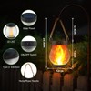 2 Pack Solar Flame Lanterns Outdoor,Realistic Flickering Flame Solar Lights